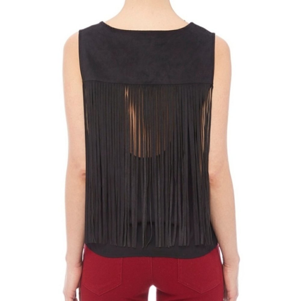 1. State Faux Suede Fringe Boho Sleeveless Top XS